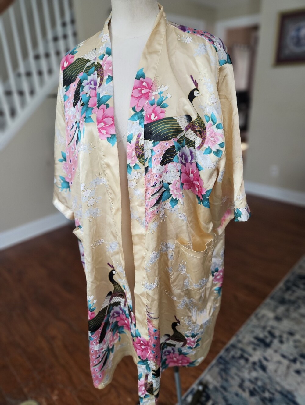 Satin Peacock Kimono Robe XL